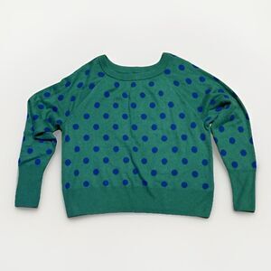 GAP Merino Wool Blend Pullover Sweater Green Blue Polka Dot Women’s XXL